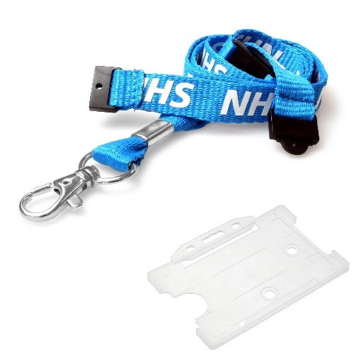 NHS Lanyard (Double Breakaway) with Clear Landscape Card Holder