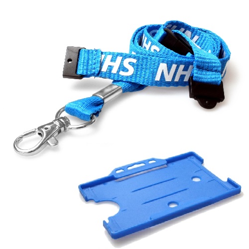 NHS Lanyard (Double Breakaway) with Light Blue Landscape Card Holder