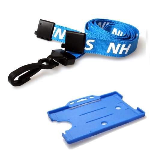 NHS Lanyard (J-Clip) with Light Blue Landscape Card Holder