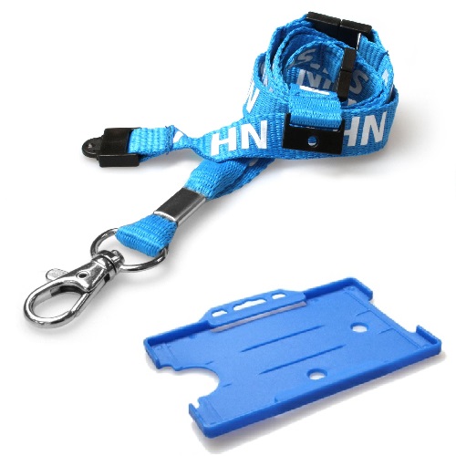 NHS Lanyard (Triple Breakaway) with Light Blue Landscape Card Holder